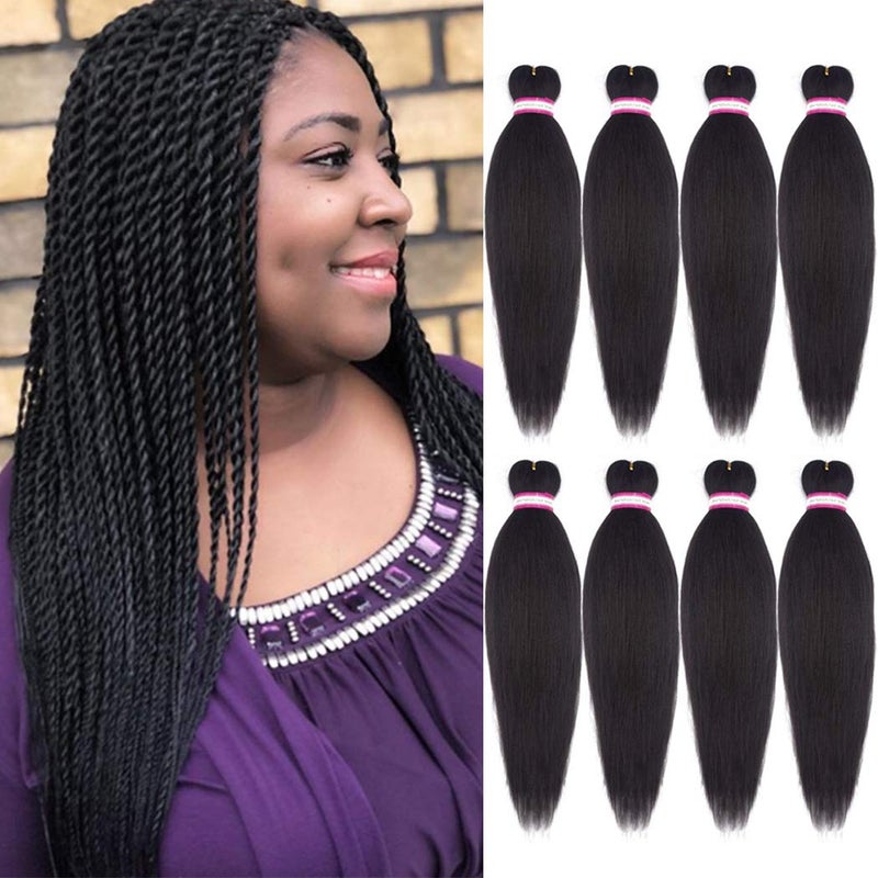 Dorsanee Dark Brown Braiding Hair Pre Stretched 20 Inch 8 Packs Braiding Hair Extensions for Crochet Box Braids Twists Locs Hair Itch Free Soft Yaki Texture Hot Water Setting 20inch4
